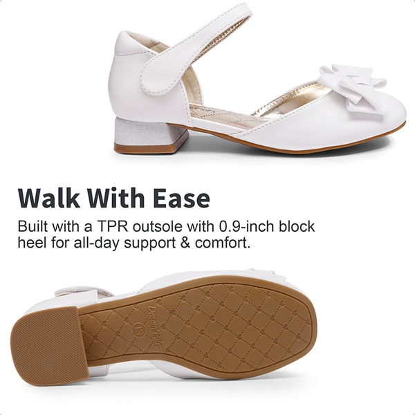 Low Heel Bow Ankle Strap Sandals - WHITE - 4